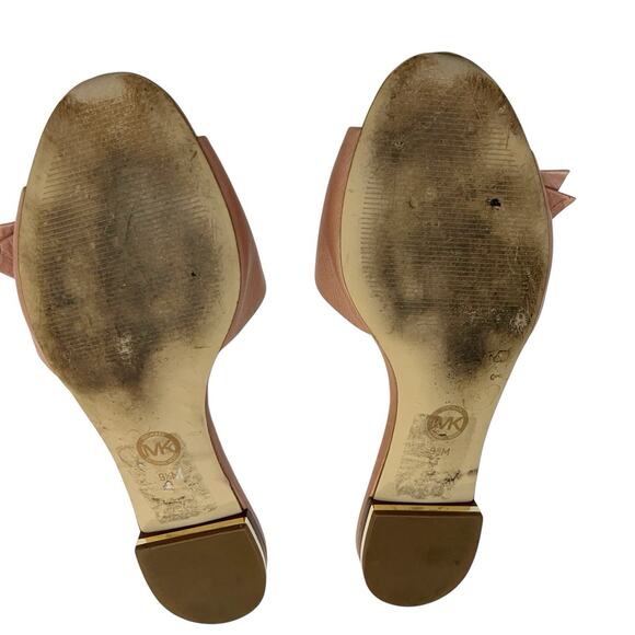 Michael Michael Kors Willa Bow Slide Sandals 9.5M Flat Leather Pink Open Toe - Picture 8 of 10